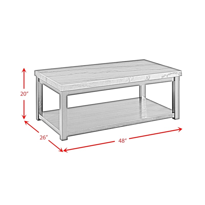 Picket House Furnishings Evie w/ White Top - Rectangular Coffee Table W/Casters