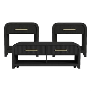 Picket House Furnishings Woodridge 3PC Occasional Table Set in Black with Grain