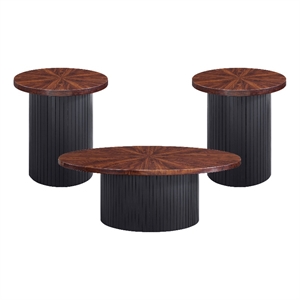 picket house furnishings rosalind 3pc occasional table set in cherry and black