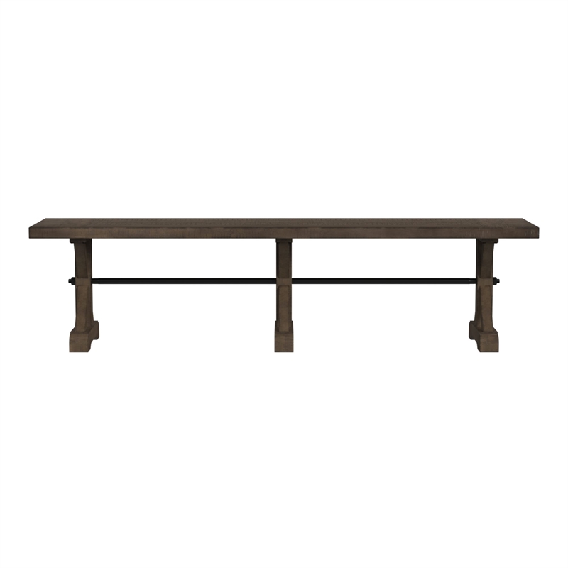 Picket House Furnishings Marietta Dining Bench - Metal Bar cross in Brown