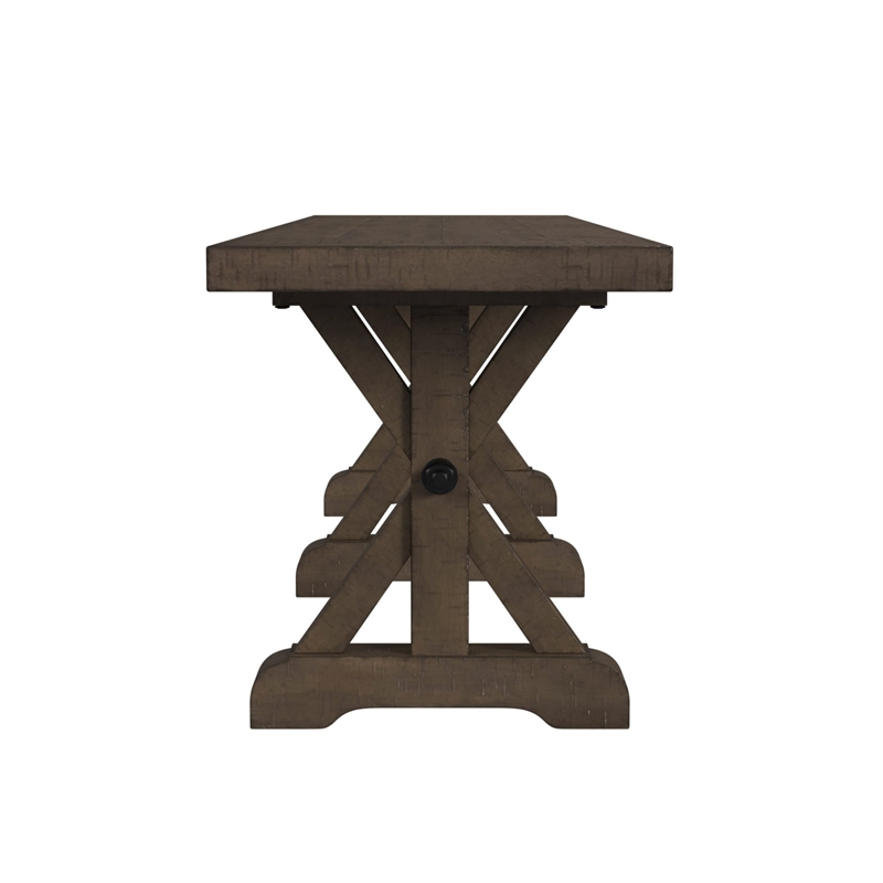 Picket House Furnishings Marietta Dining Bench - Metal Bar cross in Brown