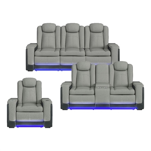 Picket House Furnishings Niven  3PC Living Room Set in Rocky Cement/Charcoal