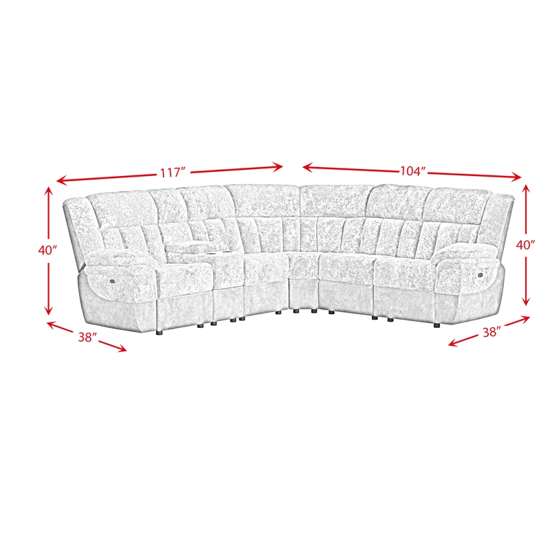 Picket House Furnishings Celeste 6PC Motion Sectional Set in Dillon/Shire Steel