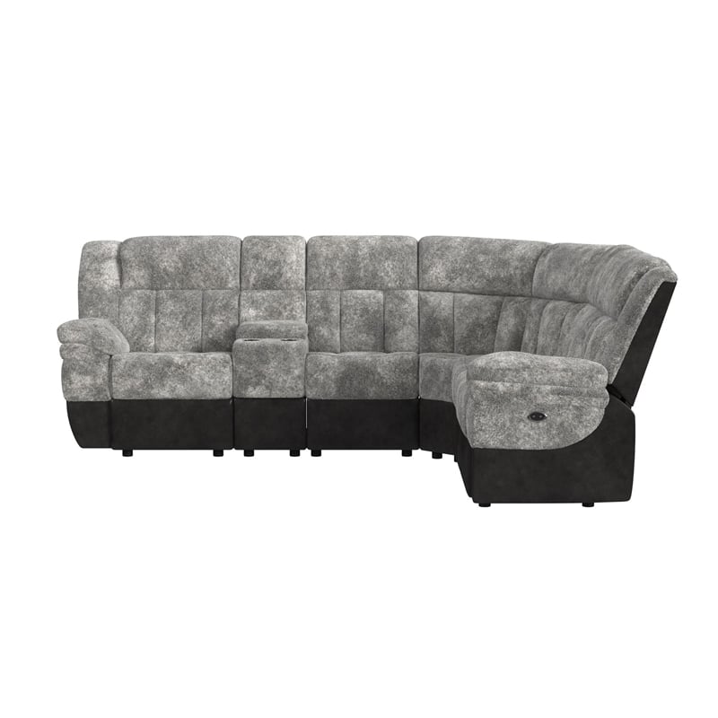 Picket House Furnishings Celeste 6PC Motion Sectional Set in Dillon/Shire Steel