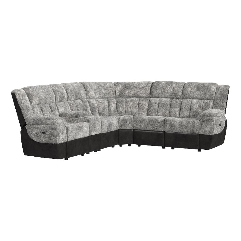 Picket House Furnishings Celeste 6PC Motion Sectional Set in Dillon/Shire Steel