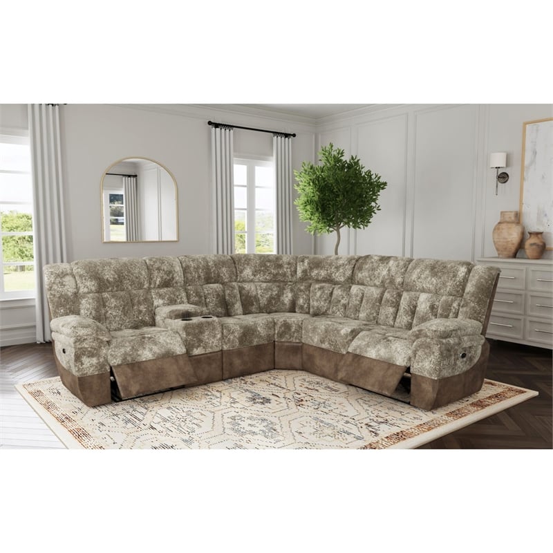 Picket House Furnishings Celeste 6PC Motion Sectional Set in Shire Cappuccino