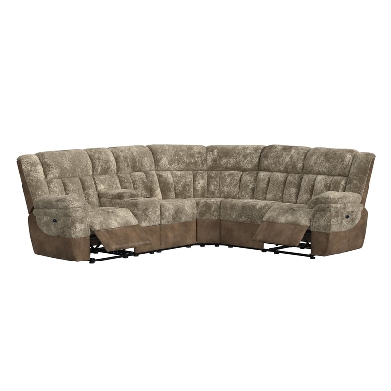 Picket House Furnishings Celeste 6PC Motion Sectional Set in Shire Cappuccino