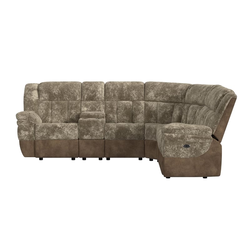 Picket House Furnishings Celeste 6PC Motion Sectional Set in Shire Cappuccino