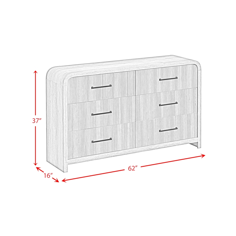 Picket House Furnishings Woodridge  6-Drawer Dresser in Black with Grain