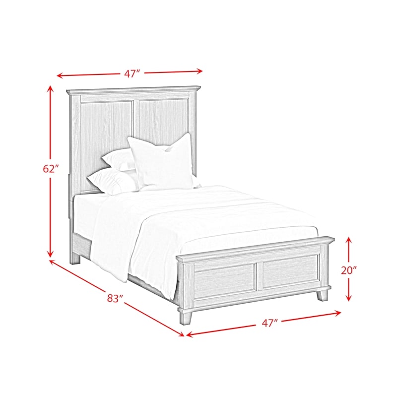 Picket House Furnishings Henrik Twin Panel Bed in Ivory