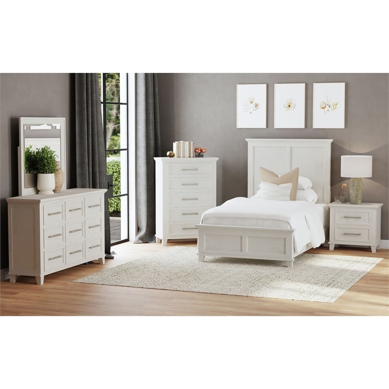 Henrik Twin Panel 5PC Bedroom Set in Ivory