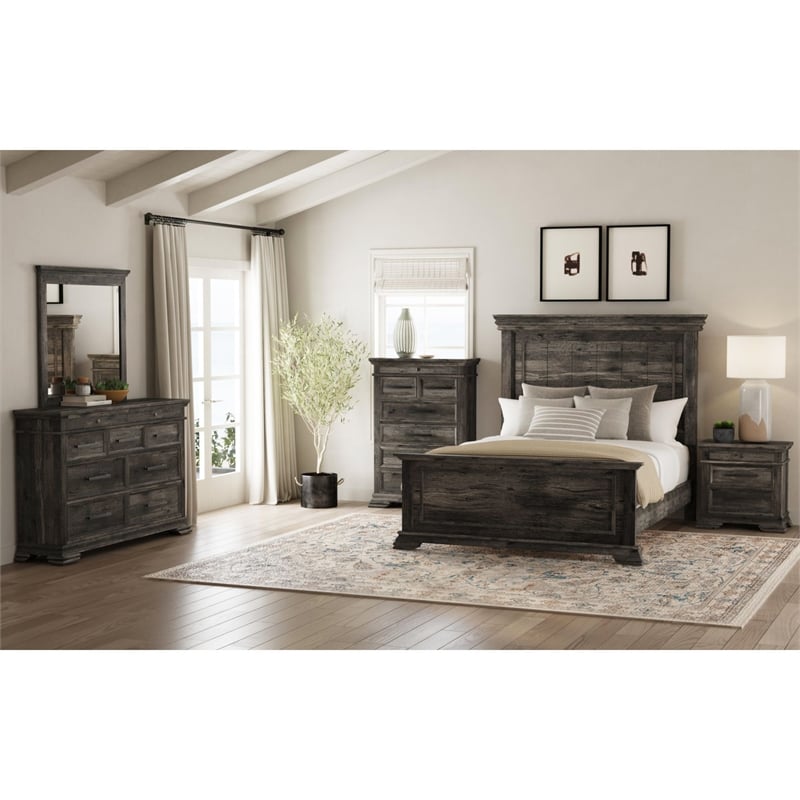 Hyde Queen Panel Bed in Charcoal