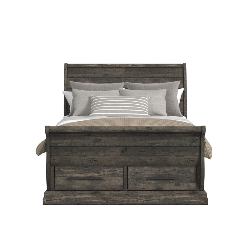 Hyde Queen Sleigh Storage Bed in Charcoal