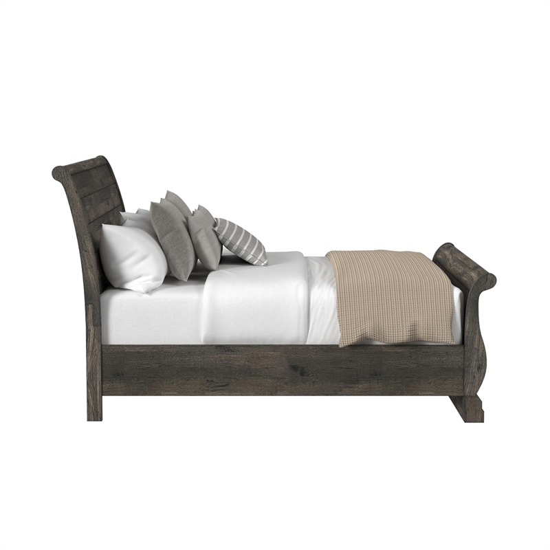 Hyde Queen Sleigh Storage Bed in Charcoal