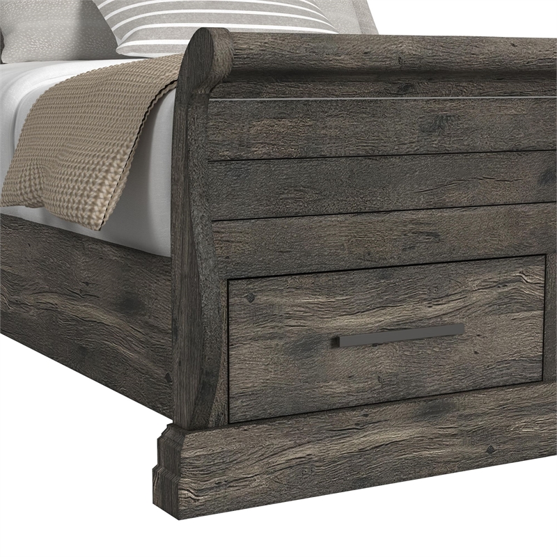 Hyde Queen Sleigh Storage Bed in Charcoal