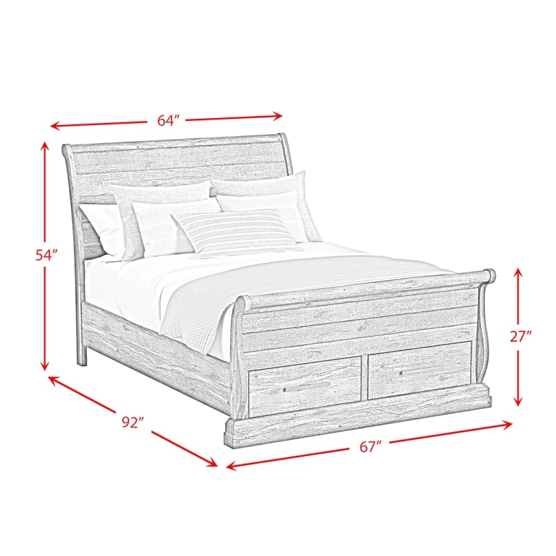 Hyde Queen Sleigh Storage 3PC Bedroom Set in Charcoal