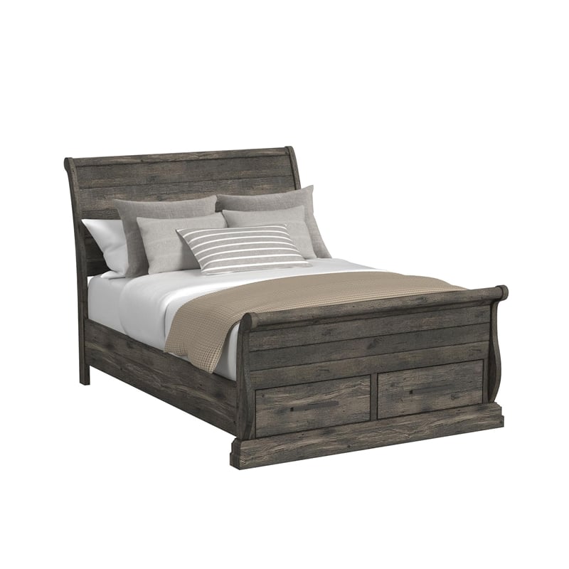 Hyde Queen Sleigh Storage 3PC Bedroom Set in Charcoal