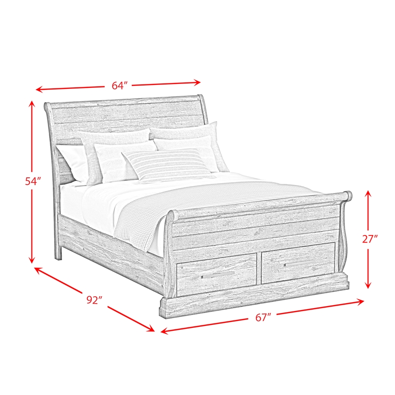 Hyde Queen Sleigh Storage 5PC Bedroom Set in Charcoal