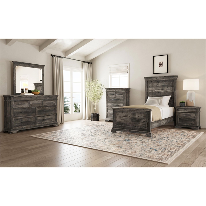 Hyde Twin Panel Bed in Charcoal