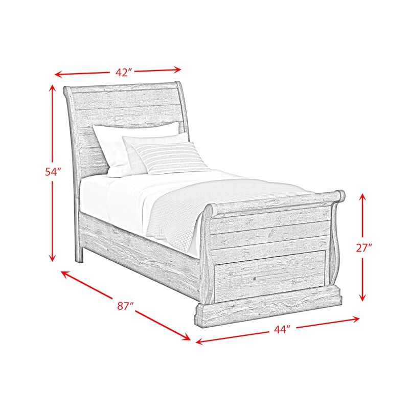 Hyde Twin Sleigh Storage Bed in Charcoal