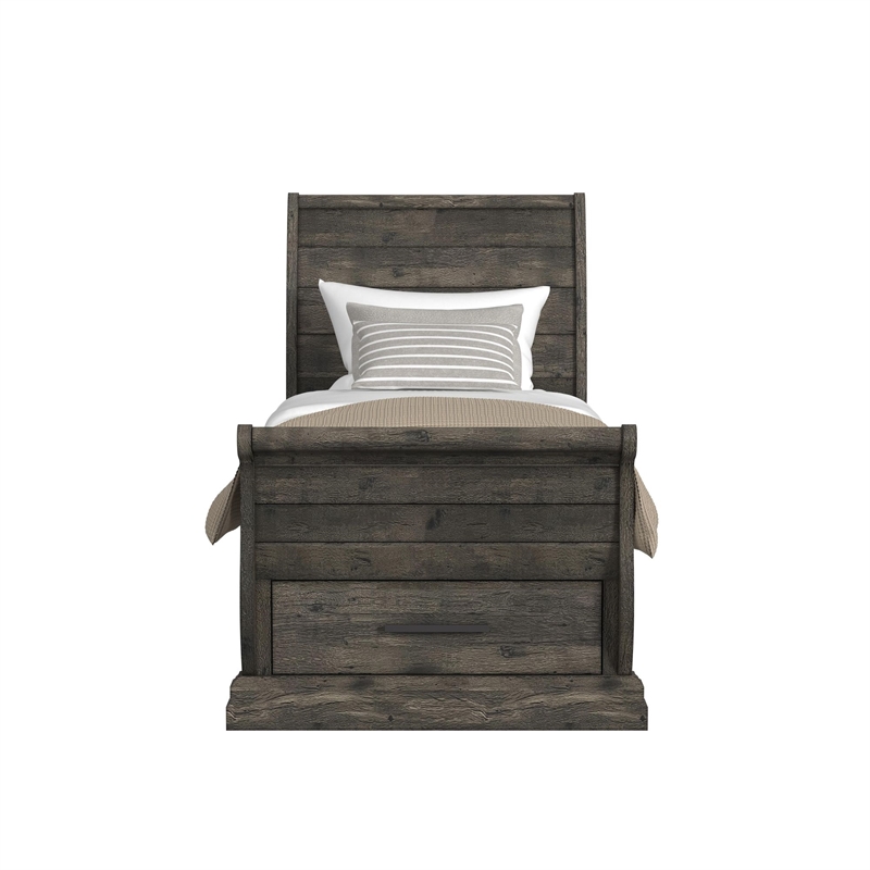Hyde Twin Sleigh Storage Bed in Charcoal