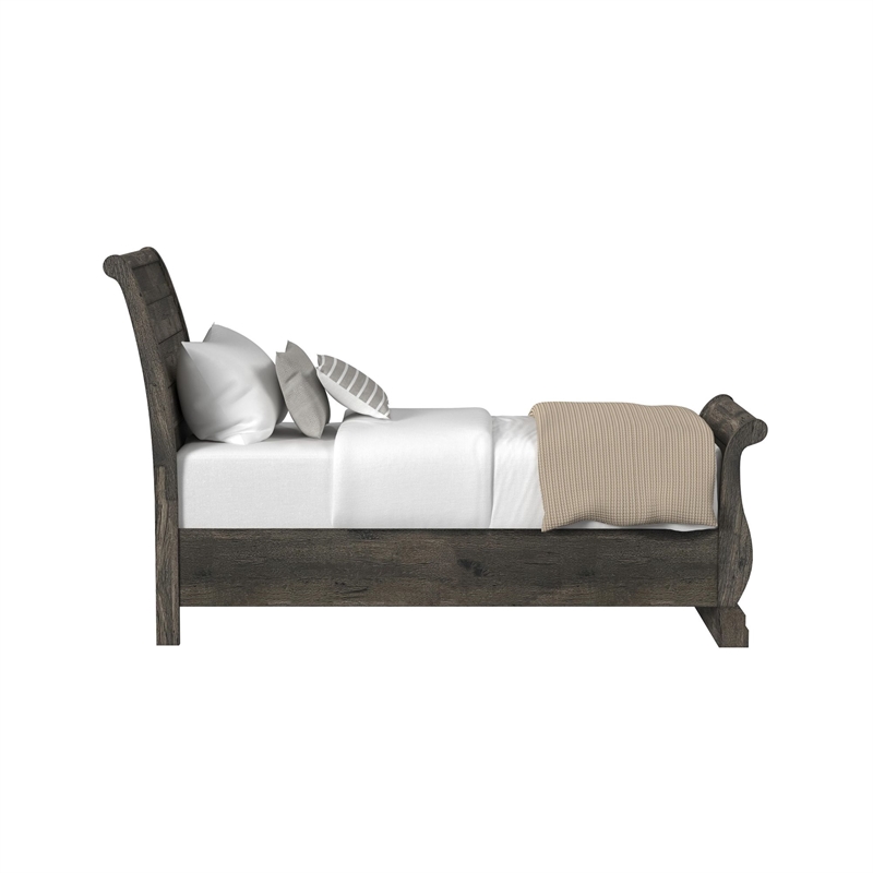 Hyde Twin Sleigh Storage Bed in Charcoal