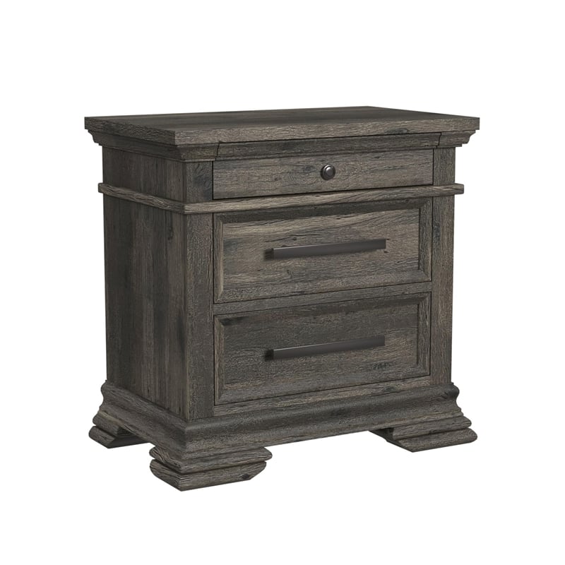 Hyde Twin Sleigh Storage 3PC Bedroom Set in Charcoal