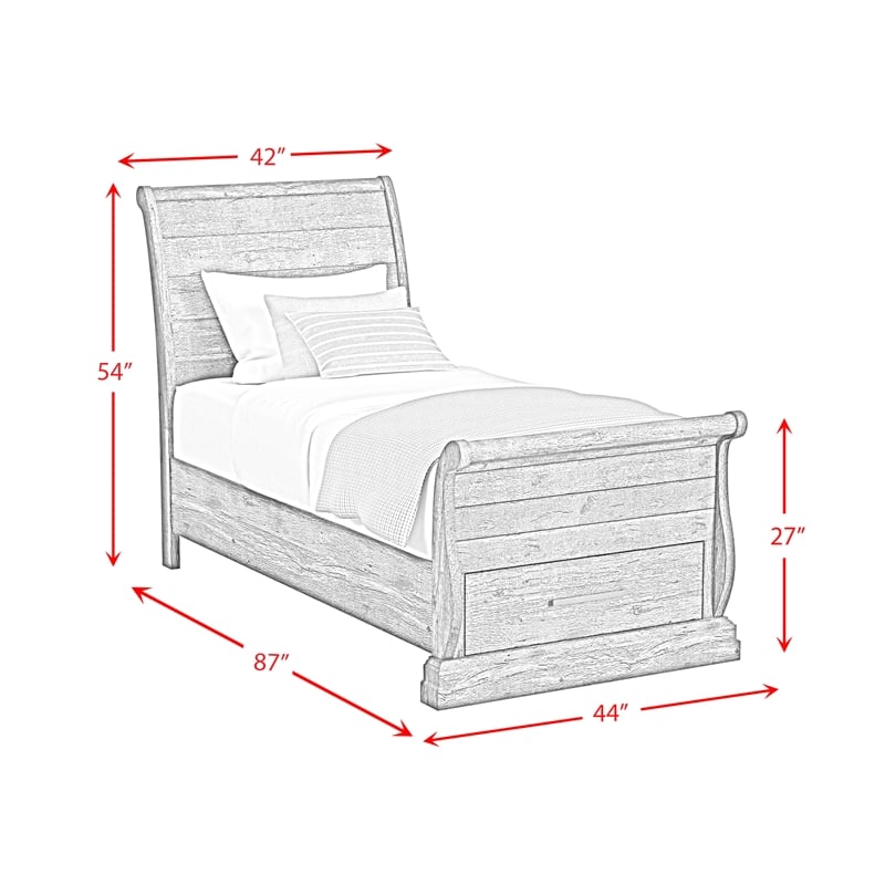 Hyde Twin Sleigh Storage 5PC Bedroom Set in Charcoal