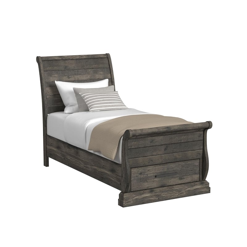 Hyde Twin Sleigh Storage 5PC Bedroom Set in Charcoal