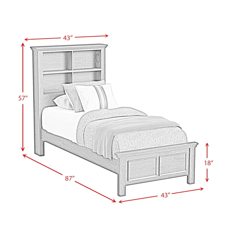 Brooklyn Kids Twin Bookcase Bed in White