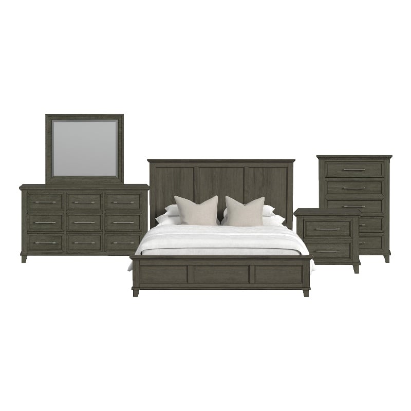Henrik King Panel 5PC Bedroom Set in Grey