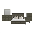 Henrik King Panel 5PC Bedroom Set in Grey