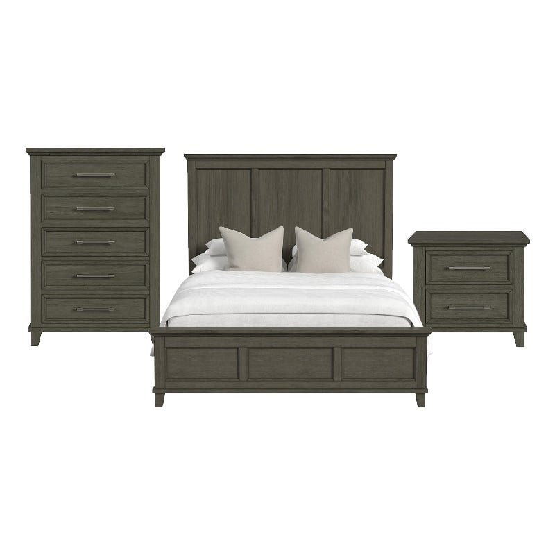 Henrik Queen Panel 3PC Bedroom Set in Grey