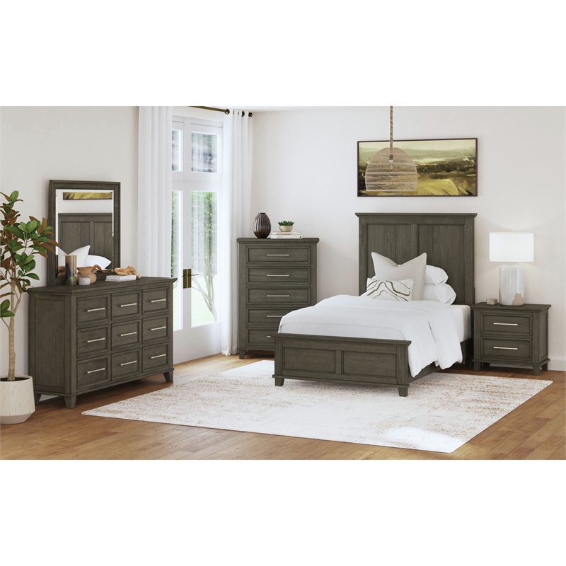 Henrik Twin Panel 5PC Bedroom Set in Grey