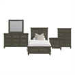 Henrik Twin Panel 5PC Bedroom Set in Grey