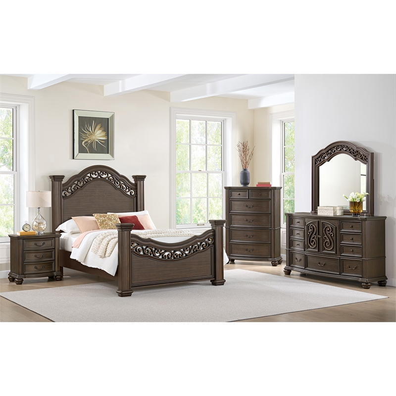Picket House Furnishings Rosalinda 5-Drawer Chest in Mahogany