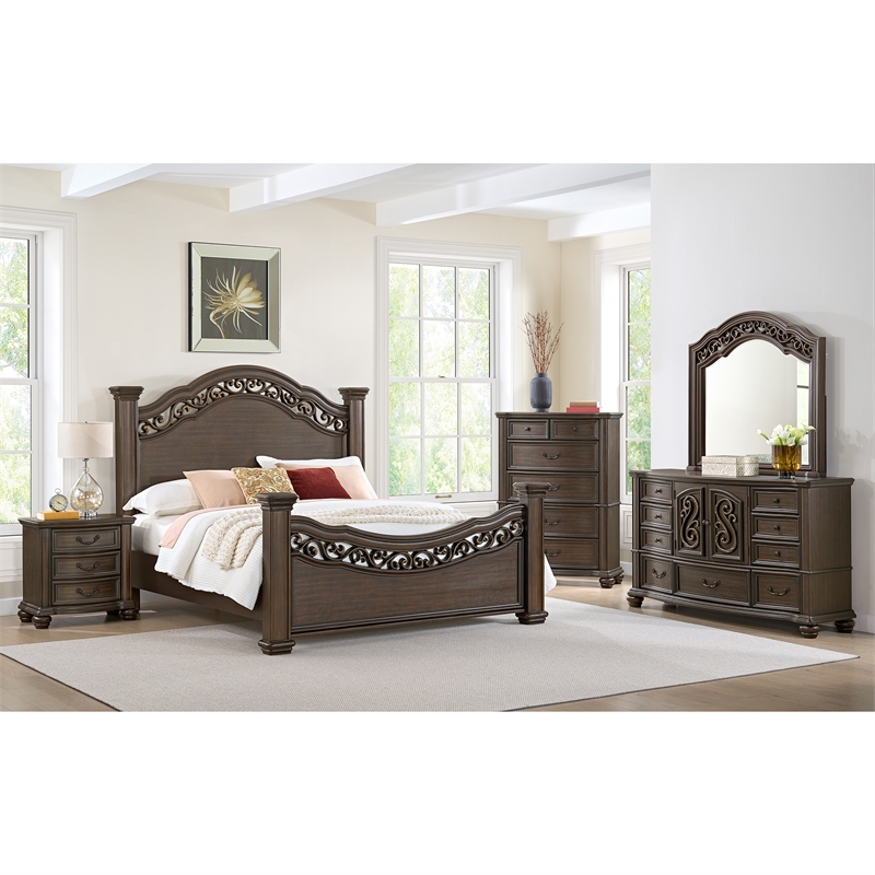 Picket House Furnishings Rosalinda 5-Drawer Chest in Mahogany