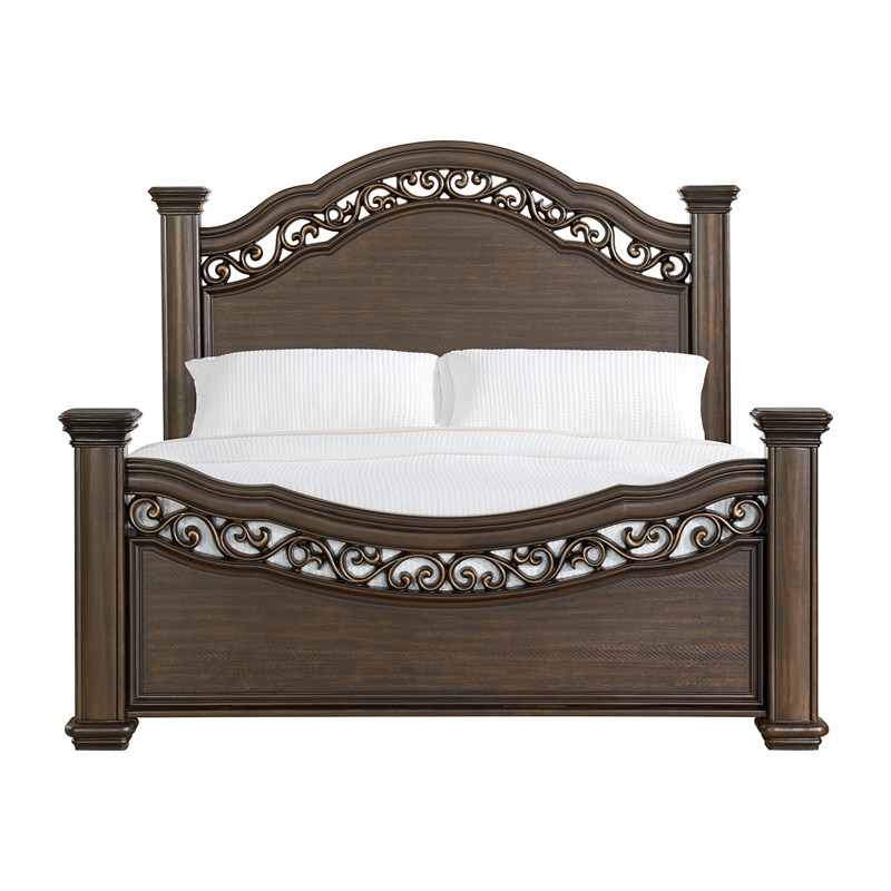Picket House Furnishings Rosalinda King Panel Bed in Mahogany