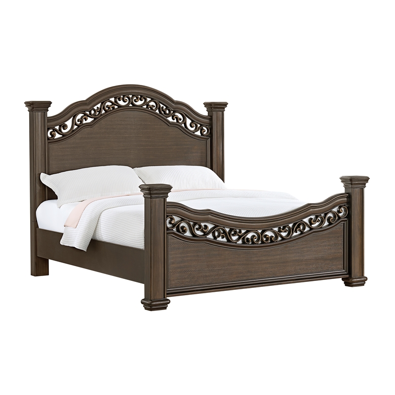 Rosalinda King Panel 3PC Bedroom Set in Mahogany