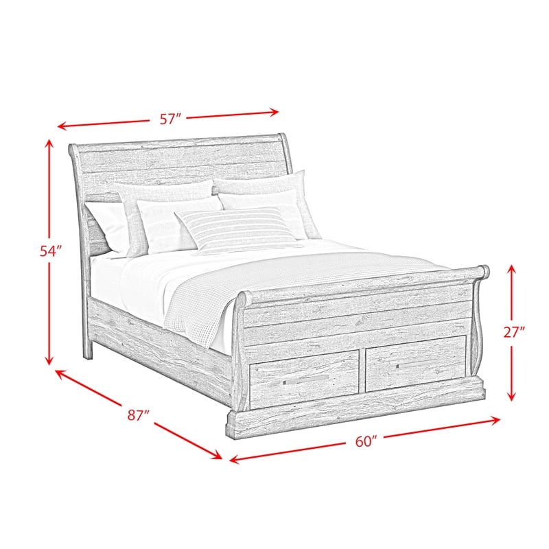Hyde Full Sleigh Storage Bed in Charcoal