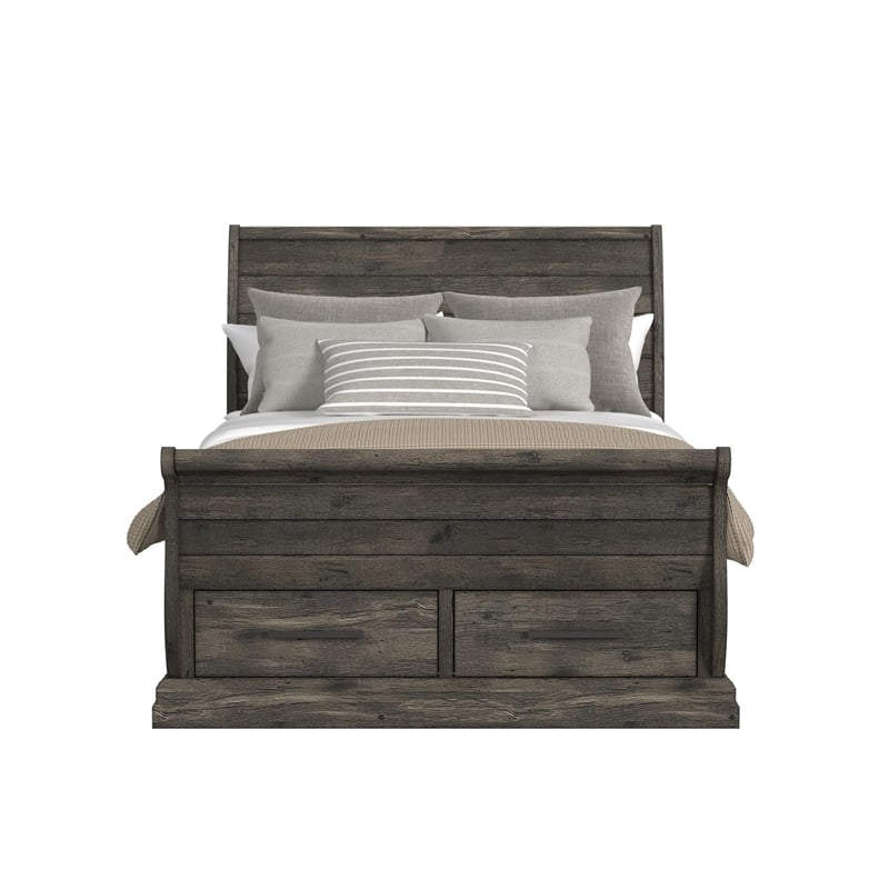 Hyde Full Sleigh Storage Bed in Charcoal