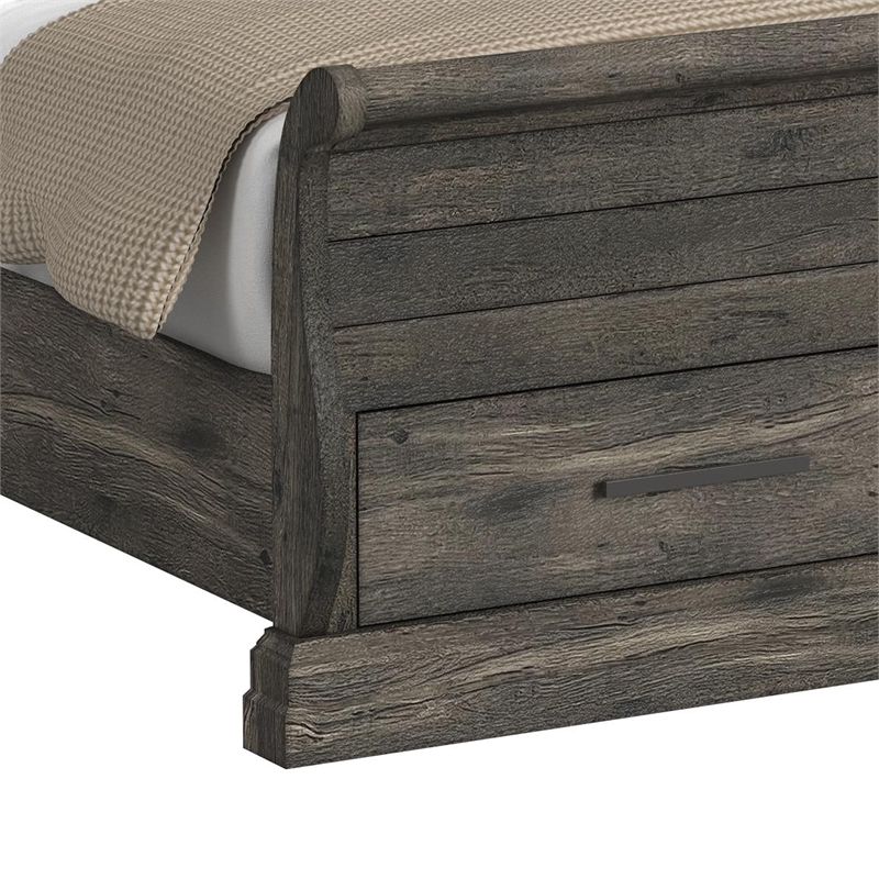 Hyde Full Sleigh Storage Bed in Charcoal