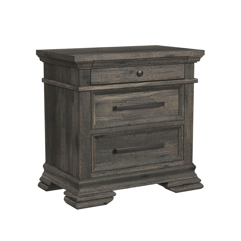 Hyde Full Sleigh Storage 3PC Bedroom Set in Charcoal