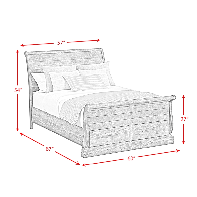 Hyde Full Sleigh Storage 5PC Bedroom Set in Charcoal