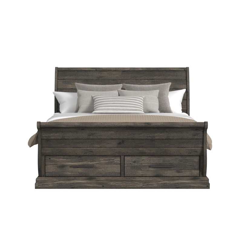 Hyde King Sleigh Storage Bed in Charcoal