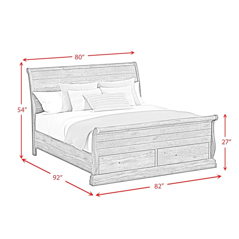 Hyde King Sleigh Storage 5PC Bedroom Set in Charcoal
