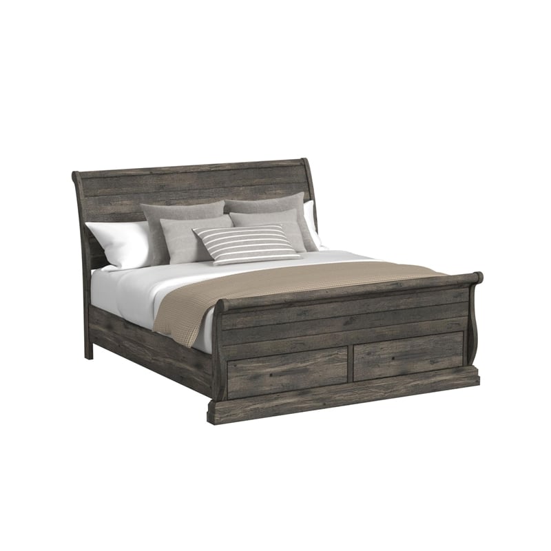 Hyde King Sleigh Storage 5PC Bedroom Set in Charcoal