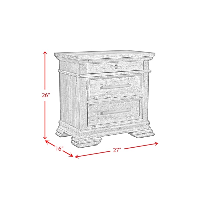 Hyde 3-Drawer Nightstand in Charcoal