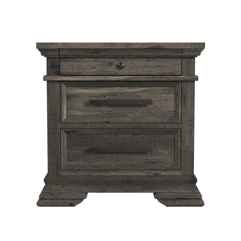 Hyde 3-Drawer Nightstand in Charcoal