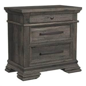 Hyde 3-Drawer Nightstand in Charcoal